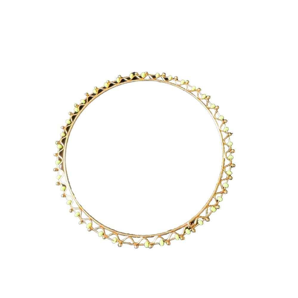 Gold Color Wire Bangle Bracelet Seafoam Green Beads - Picture 1 of 4